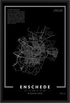 Poster Stad Enschede - A3 - 30 x 40 cm - Inclusief lijst (Zwart MDF)