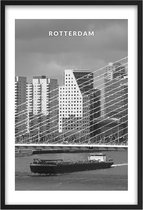 Poster Rotterdam - A2 - 42 x 59,4 cm - Inclusief lijst (Zwart Aluminium)