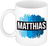 Matthias naam cadeau mok / beker met  verfstrepen - Cadeau collega/ vaderdag/ verjaardag of als persoonlijke mok werknemers