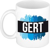 Gert naam cadeau mok / beker met  verfstrepen - Cadeau collega/ vaderdag/ verjaardag of als persoonlijke mok werknemers