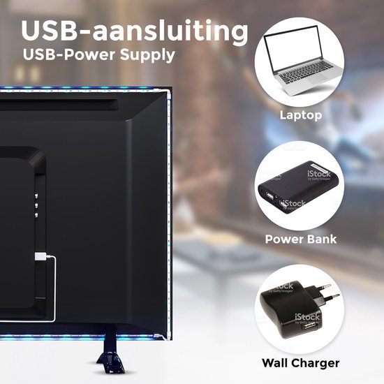 B.K.Licht - LED strip - 2 meter - RGB - Auto USB - afstandsbediening - zelfklevend - voor TV/PC - gaming accesoires - B.K.Licht