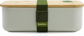 Homra Lunchbox BBOO Grey - Broodtrommel - 2 Compartimenten Brooddoos - Lunch To Go - FSC Bamboo - Duurzaam Kunststof - BPA vrij - Lunchtrommel - Diepvriesbestendig