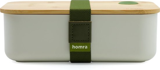 Homra Lunch Box BBOO Grey - Corbeille à pain - 2 compartiments - Lunch To Go - FSC Bamboo - Plastique durable - Sans BPA - Lunch Box - Go au micro-ondes - Homra - Passe au lave-vaisselle