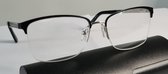 Multifocale zonnebril +3,0 met brillenkoker en doekje / grijze leesbril / bifocale bril / montuurloze ultralichte unisex leesbril 108 / comfortabele zonnelenzen UV400 / rimless bif