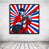 Pop Art Angus Young Poster in lijst - 95 x 95 cm Fotopapier Mat 180 gr Framed - Popart Wanddecoratie