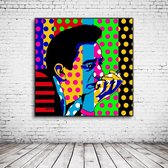 Pop Art Johnny Cash Canvas - 80 x 80 cm - Canvasprint - Op dennenhouten kader - Geprint Schilderij - Popart Wanddecoratie