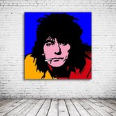 Pop Art Ron Wood Acrylglas - 80 x 80 cm op Acrylaat glas + Inox Spacers / RVS afstandhouders - Popart Wanddecoratie