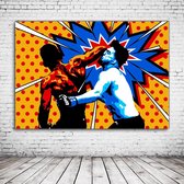 Mixed Martial Art Pop Art Canvas - 100 x 65 cm - Canvasprint - Op dennenhouten kader - Geprint Schilderij - Popart Wanddecoratie
