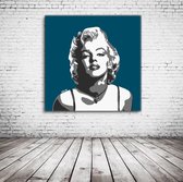 Pop Art Marilyn Monroe Acrylglas - 100 x 100 cm op Acrylaat glas + Inox Spacers / RVS afstandhouders - Popart Wanddecoratie