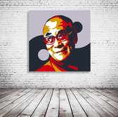 Daila Lama Pop Art Canvas - 90 x 90 cm - Canvasprint - Op dennenhouten kader - Geprint Schilderij - Popart Wanddecoratie