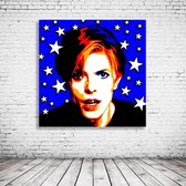 David Bowie Starman Pop Art Acrylglas - 80 x 80 cm op Acrylaat glas + Inox Spacers / RVS afstandhouders - Popart Wanddecoratie