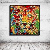 Art Lion Poster in lijst - 90 x 90 cm en 2 cm dik - Fotopapier Mat 180 gr Framed - Popart Wanddecoratie inclusief lijst