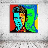 David Bowie Pop Art Acrylglas - 80 x 80 cm op Acrylaat glas + Inox Spacers / RVS afstandhouders - Popart Wanddecoratie