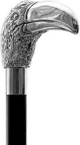 MadDeco - Toekan - Beukenhouten wandelstok met zilver verguld handvat - Italiaans design