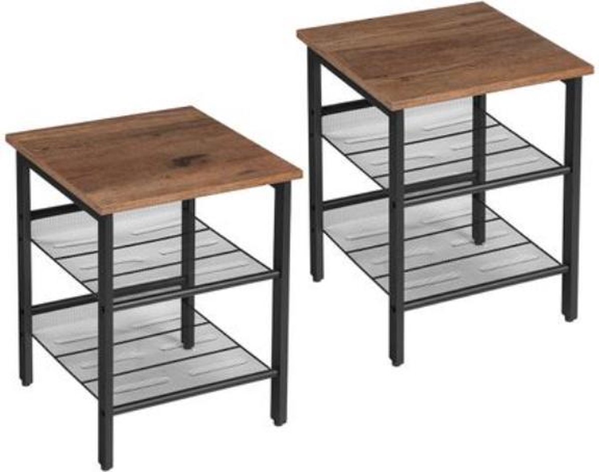 Set teakhouten nachtkastje met 2 lade - Zuzz en Zo Lifestyle