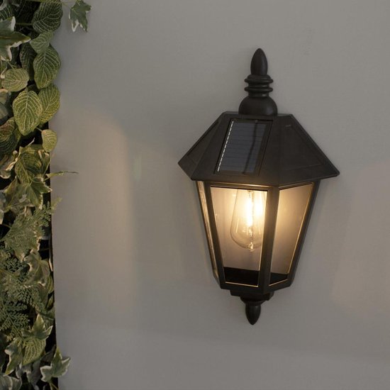 Canberra pak Knipperen Solar wandlamp 'Monty' - Warm wit licht - Klassieke buitenlamp op  zonne-energie | bol.com