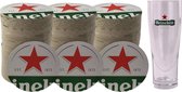 Heineken bierviltjes biervilt 3 rollen x 100 stuks + 1x ellipse 25cl bierglas bier viltjes vilt vilten