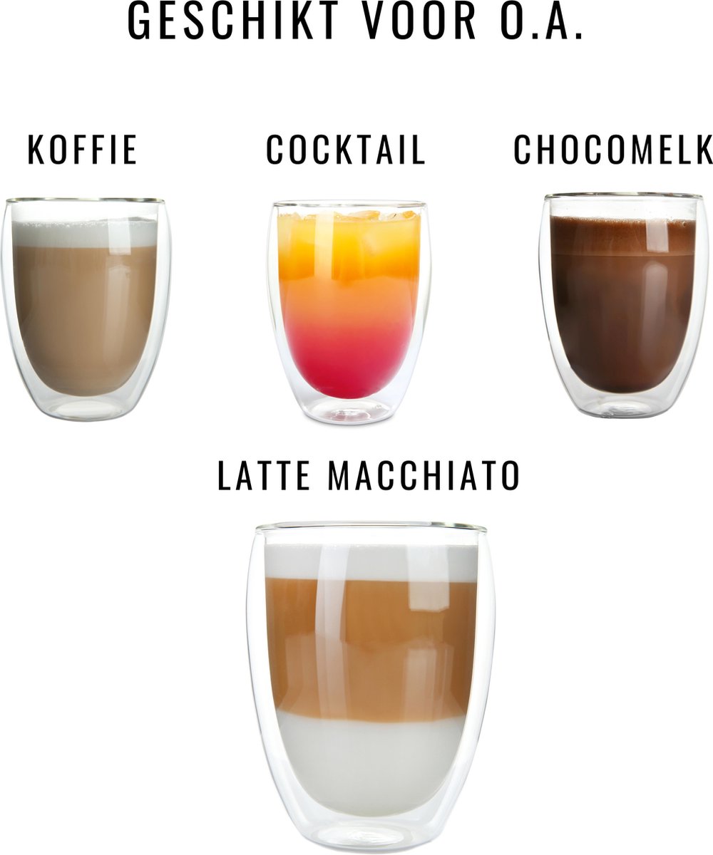 Latte Macchiato Glazen - Dubbelwandige Koffieglazen - Theeglazen - Cappuccino Glazen- 2 Stuks - 300ML