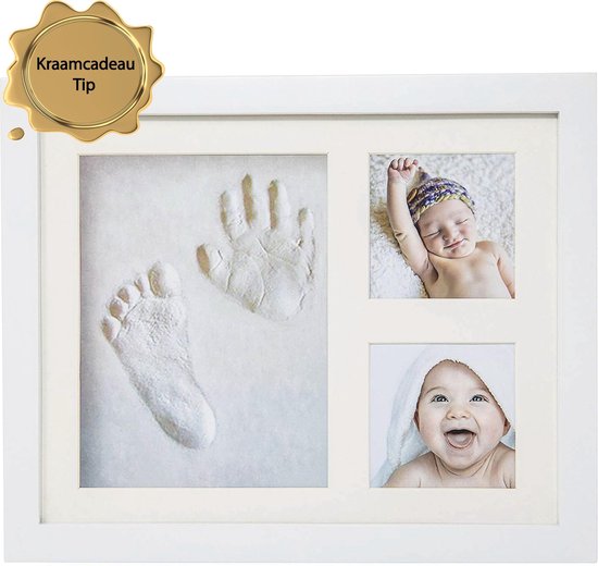 Baby Fotolijst Klei Afdruk - Kraamcadeau Meisje / Kraamcadeau Jongen - Kleiafdruk hand / voet