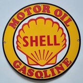 Shell Logo rond Emaille Wandbord 30 cm
