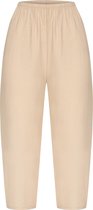 Creme Broeken Dames met Elastieken Band - Superlichte Strandbroek / Zomerbroeken Dames - Capri Broek Dames van Katoen - Harembroek - Pantalon - Kleding Dames Volwassenen - Maat 34/36