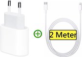Premium USB-C Oplader met 2 Meter USBC Lightning Kabel voor Apple iPhone 12 / iPhone 12 Pro / iPhone 12 Pro Max  | Lader / Oplaadstekker / Adapter met Power Charging 20W - Snellaadfunctie
