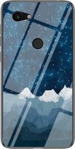 Voor Google Pixel 3a Sterrenhemel Geschilderd Gehard Glas TPU Schokbestendige Beschermhoes (Star Chess Rob)