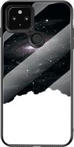 Voor Google Pixel 4a 5G Sterrenhemel Geschilderd Gehard Glas TPU Schokbestendige Beschermhoes (Kosmische Sterrenhemel)