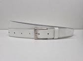 Lederen riem 3 cm breed - Zilver gesp - Leren Broekriem - Pantalon breedte - 120 cm Egaal leer - kleur Wit