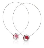 Collier Gekleurd rondje in een ring Rood Roze C216R