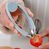 Universeel Aardbei ontkroner - Strawberry Getting Remover - Ananasknopverwijderaar - Aardbei Tomaat Aardappel Knop Remover - Peeler Fruit Steel Remover (Blauw)