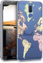 kwmobile telefoonhoesje voor Huawei Mate 10 Lite - Hoesje voor smartphone in zwart / meerkleurig / transparant - Travel Wereldkaart design