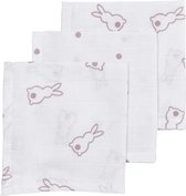 Meyco X Mrs.Keizer hydrofiele spuugdoekjes 3-pack Rabbit - Lilac - 30x30 cm