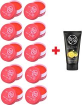 10-pack voordeelbundel Red One Aqua Hair Wax Red Watermeloen 150ml  + GRATIS  Red One Peel Off Mask XL 170ml - Lemon Fresh - Gezichtsmasker - citroen fris