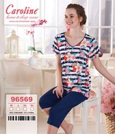 Caroline Capri Pyjama 2 Delige Set Donker Blauw Maat XL Hoge Kwaliteit