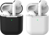 2 beschermhoesjes voor Apple Airpods - Zwart & Wit - Siliconen case geschikt voor Apple Airpods 1 & 2