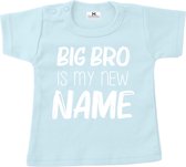 Aankondiging zwangerschap grote broer-lichtblauw-wit-Big brother is my new name-Maat 86