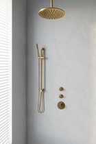 Brauer Gold Edition thermostatische inbouw doucheset - geborsteld goud PVD - hoofddouche 30cm - plafondsteun - staafhanddouche - met glijstang
