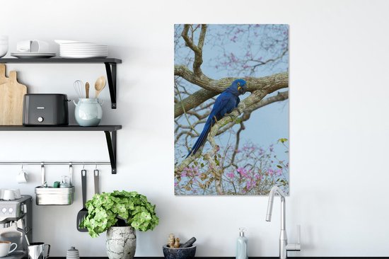 Ara hyacinthe sur toile branche 2cm 60x90 cm - Tirage photo sur toile (Décoration murale salon / chambre)