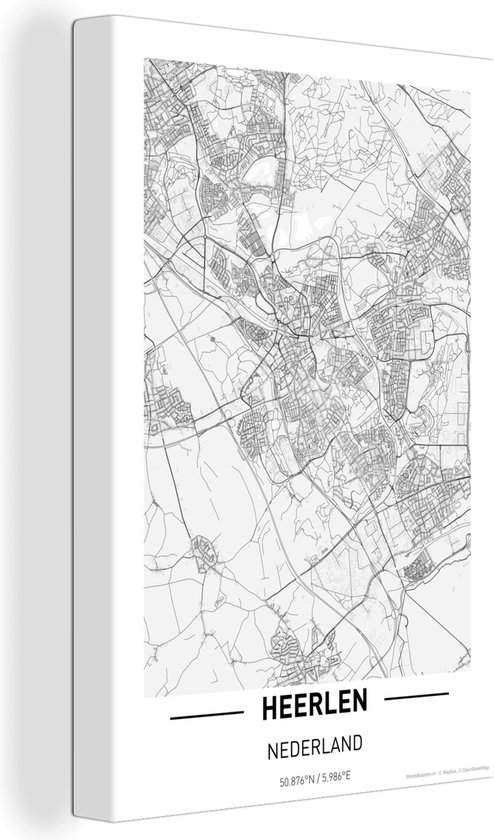 Tableau sur toile Plan de ville Heerlen - 120x180 cm - Décoration murale XXL