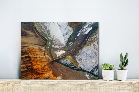 Vue aérienne de la chaîne de montagnes sur toile 2cm 40x30 cm - petit - Tirage photo sur toile (Décoration murale salon / chambre)