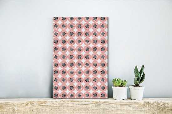 Canvas Schilderij Design - Rond - Wit - 20x30 cm - Wanddecoratie