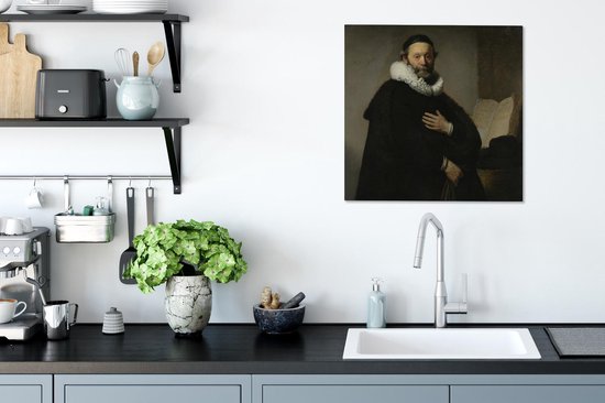 Peinture sur toile Portrait de Johannes Uyttenbogaert - Peinture de Rembrandt van Rijn - 50x50 cm - Décoration murale