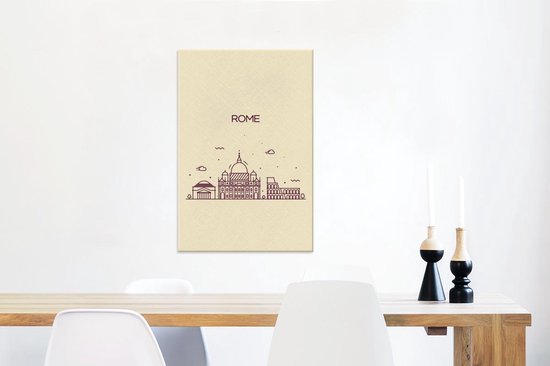 Illustration skyline 'Rome' sur fond marron clair 40x60 cm - Tirage photo sur toile (Décoration murale salon / chambre)