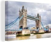 Canvas schilderij 150x100 cm - Wanddecoratie Uitzicht op de Tower Bridge in London - Muurdecoratie woonkamer - Slaapkamer decoratie - Kamer accessoires - Schilderijen