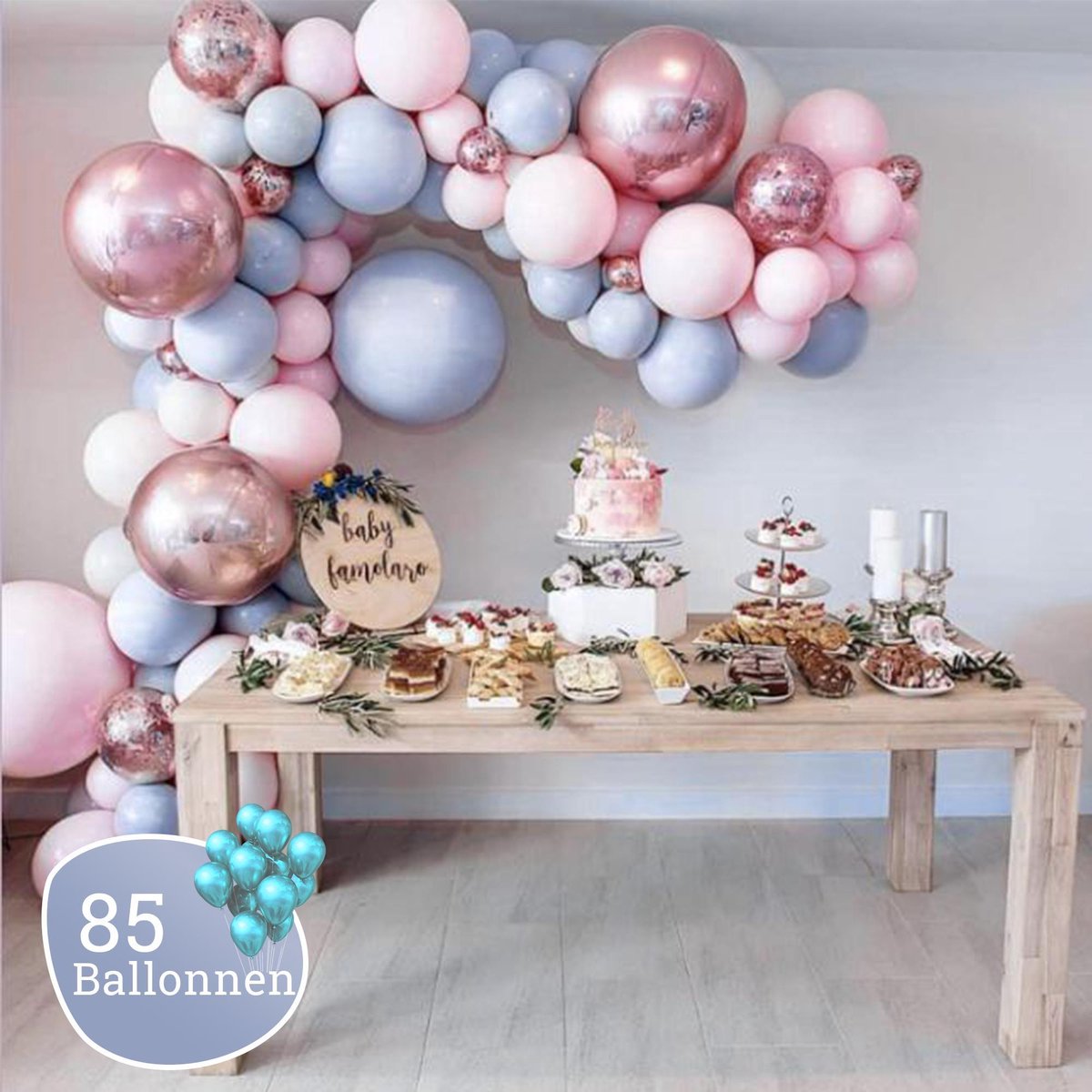 Sellaio Ballonnenboog – Ballonnen verjaardag – Versiering- Babyshower – Verjaardag – Inclusief strip en pomp – Complete set – 85 ballonnen - Sellaio