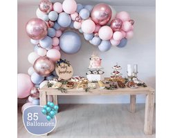 Sellaio Party® Ballonnenboog Gender Reveal – Complete Set van 85 Ballonnen – Gender Reveal Versiering & Babyshower Versiering – Ballonnenboog Babyshower – Inclusief Strip en Pomp – Roze en Blauw