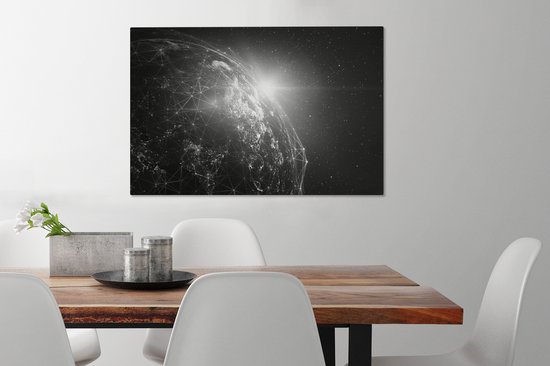 Peintures sur Toile Terre - Etoiles - Ligne - 90x60 cm - Décoration murale