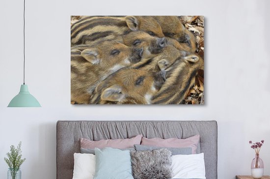 Tableau Peinture Sangliers - Dormir - 180x120 cm - Décoration murale XXL