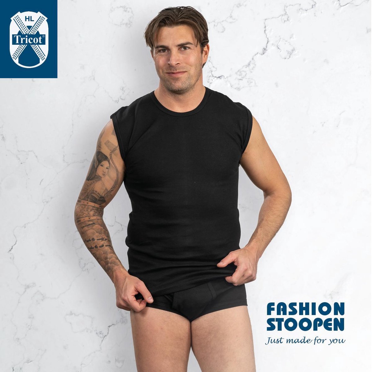 HL Tricot - Tino/hemd zonder mouw zwart - Maat XL - Mannen - ZWART -
